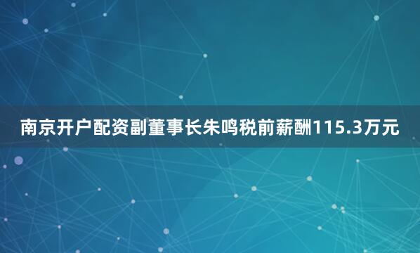 南京开户配资副董事长朱鸣税前薪酬115.3万元